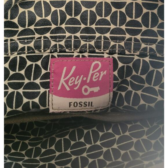 Fossil Key●Per Crossbody Purse Dot Canvas Faux Leather Y2K 2000 Adjustable Strap - Picture 15 of 16